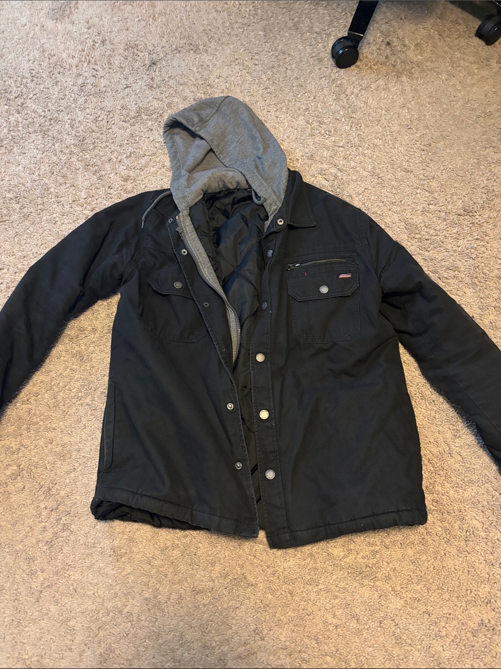 Dickies Black Men's Field Jacket with Gray Hood - Picture 1 of 1